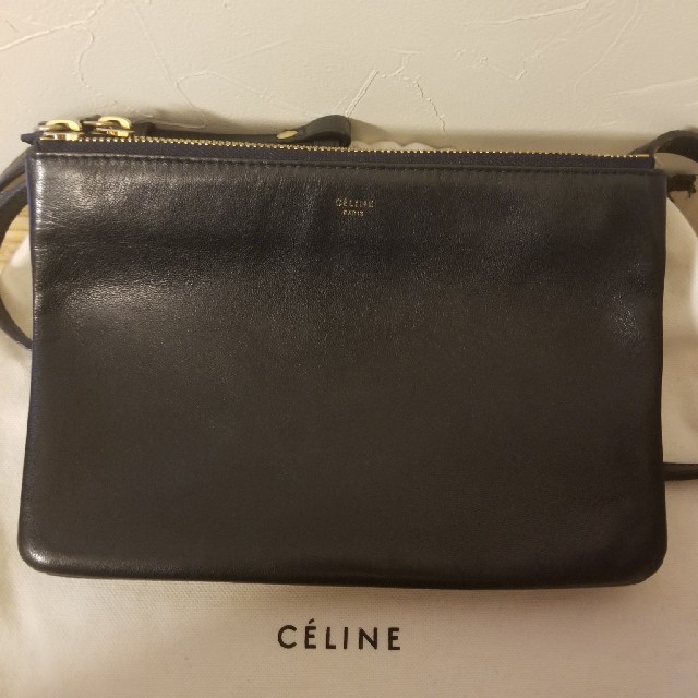 celine - セリーヌ CELINE トリオ ショルダー バッグ チャコールグレー