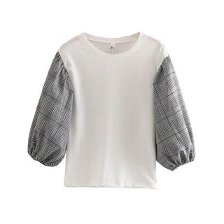 ザラ(ZARA)の1335★春新作 袖 チェック柄 ブラウス カットソー (カットソー(長袖/七分))