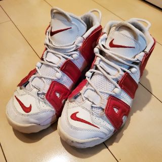 ナイキ(NIKE)の【24.5cm】NIKE AIR MORE UPTEMPO 白赤(スニーカー)