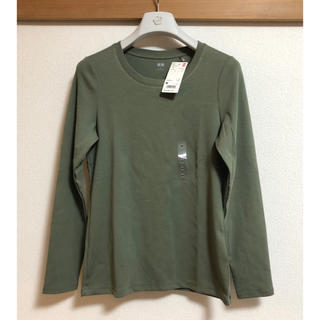 ユニクロ(UNIQLO)の新品 ユニクロ 長袖Tシャツ M クルーネックT 緑色 ロンT (Tシャツ(長袖/七分))