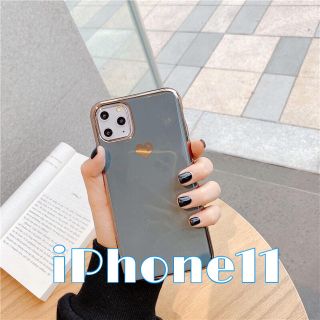 新品　iPhone11ケース　ブルーグレー　韓国　インスタ(iPhoneケース)