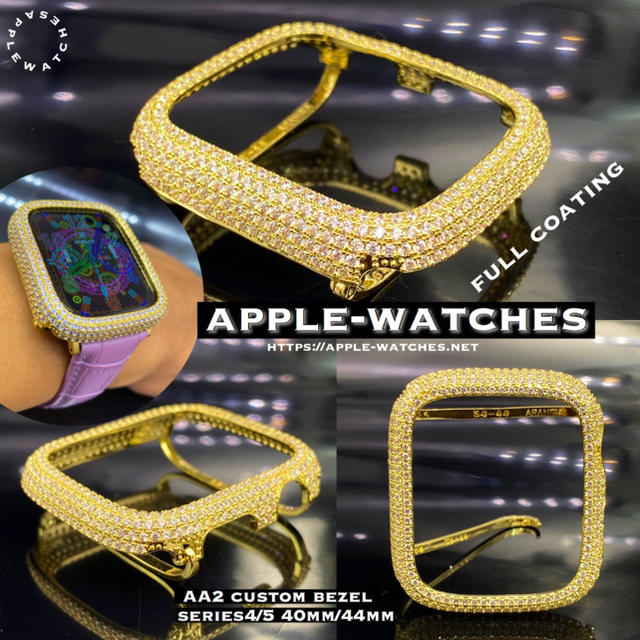 Apple Watch(アップルウォッチ)のディープブルーxゴールドベゼル■アップルウォッチカスタムセット メンズの時計(レザーベルト)の商品写真
