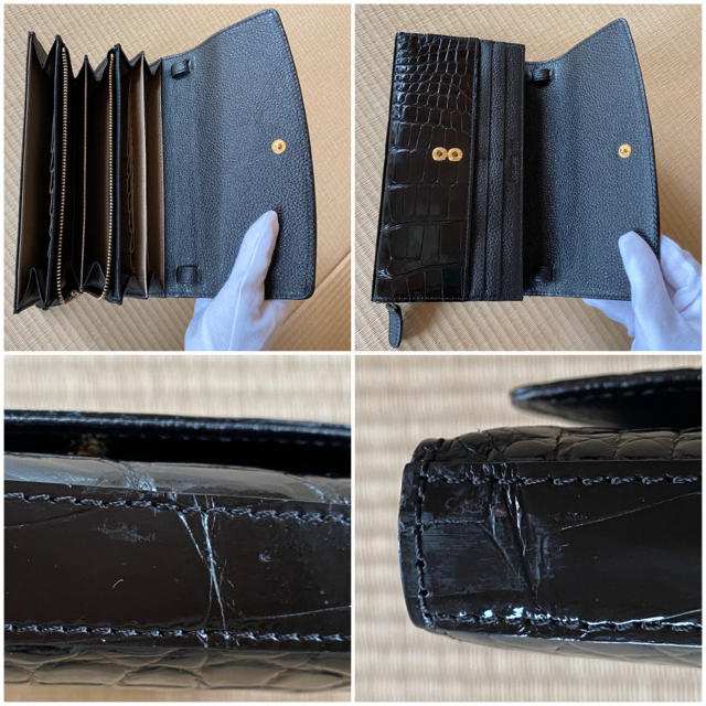 中古 sanpo クロコダイル革チェーンウォレット(日本製、JRAタグ有り