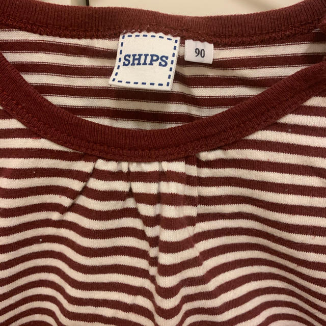 SHIPS(シップス)のships ロンT 七分丈　ボーダー　リボン　春 キッズ/ベビー/マタニティのキッズ服女の子用(90cm~)(Tシャツ/カットソー)の商品写真