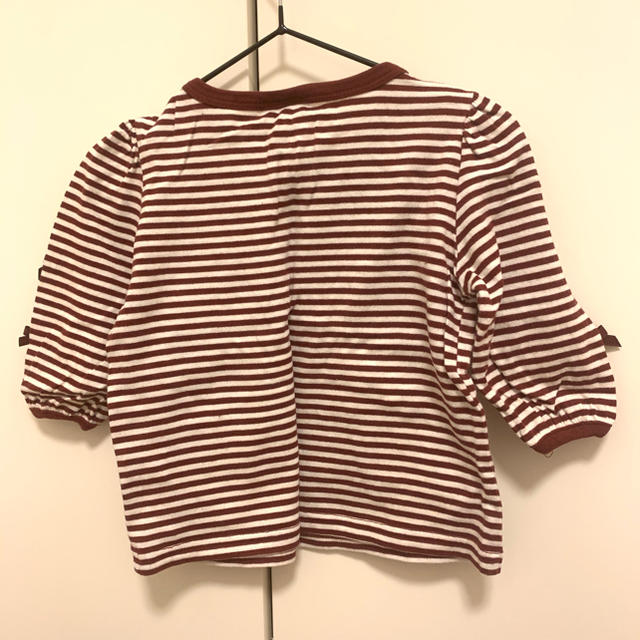 SHIPS(シップス)のships ロンT 七分丈　ボーダー　リボン　春 キッズ/ベビー/マタニティのキッズ服女の子用(90cm~)(Tシャツ/カットソー)の商品写真