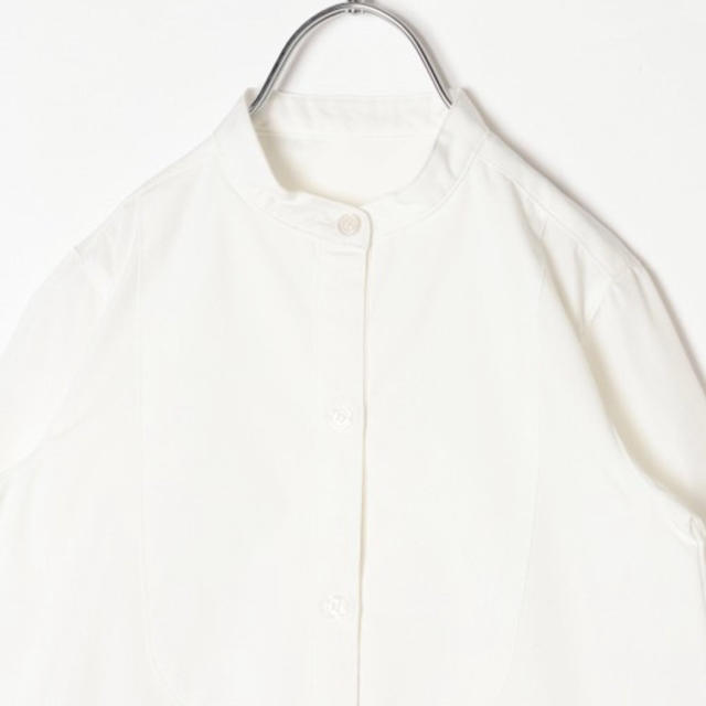 GLOBAL WORK(グローバルワーク)のシャツワンピース　130cm ノーカラーシャツ　ホワイト　白 キッズ/ベビー/マタニティのキッズ服女の子用(90cm~)(ワンピース)の商品写真