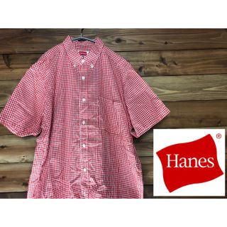 ヘインズ(Hanes)のHanes ヘインズ  日本製　ギンガムチェック　半袖シャツ　アメカジ  L(Tシャツ/カットソー(半袖/袖なし))