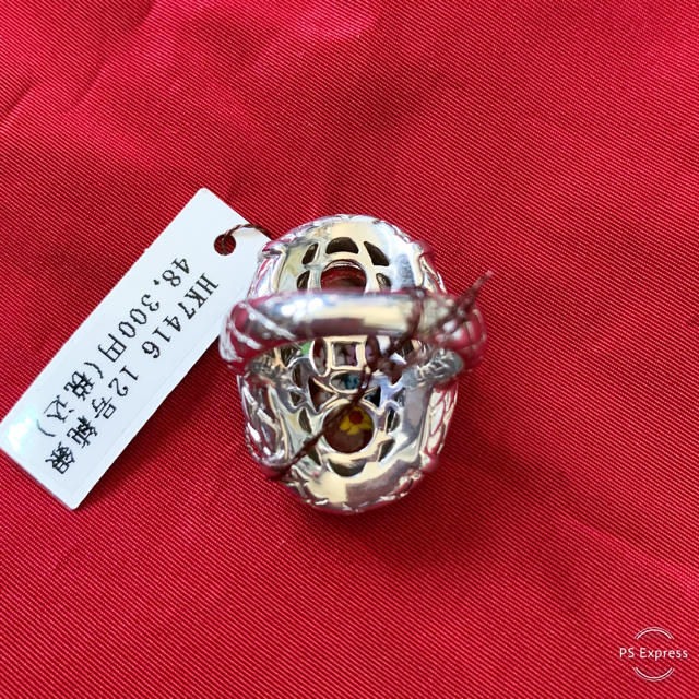 925 純銀　指輪　リング　花柄　ガラス細工　ゴツい　デカい レディースのアクセサリー(リング(指輪))の商品写真