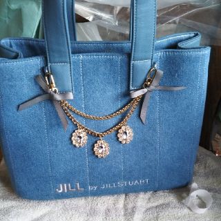 ジルバイジルスチュアート(JILL by JILLSTUART)のジュエルリボントートデニム大きいサイズ新品未使用難あり(トートバッグ)