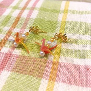 折り鶴ピアス（黄色）(ピアス)