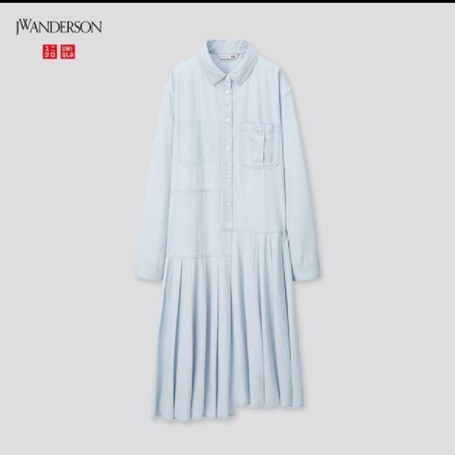 UNIQLO(ユニクロ)のユニクロ JW ANDERSON（JW アンダーソン）プリーツシャツワンピー レディースのワンピース(ひざ丈ワンピース)の商品写真