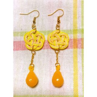 水引細工　梅結びピアス（黄色）(ピアス)