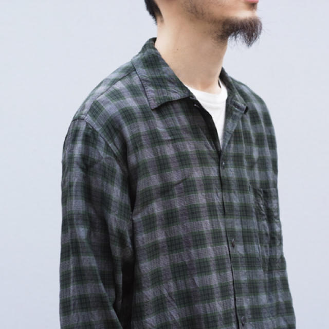 サイズ 1 23SS COMOLI レーヨンチェック オープンカラーシャツ