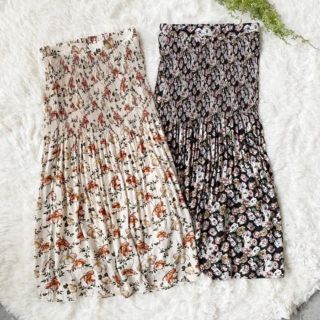 シマムラ(しまむら)の新品2枚セット♡MUMU×しまむら　花柄裾消しプリーツスカート(ロングスカート)