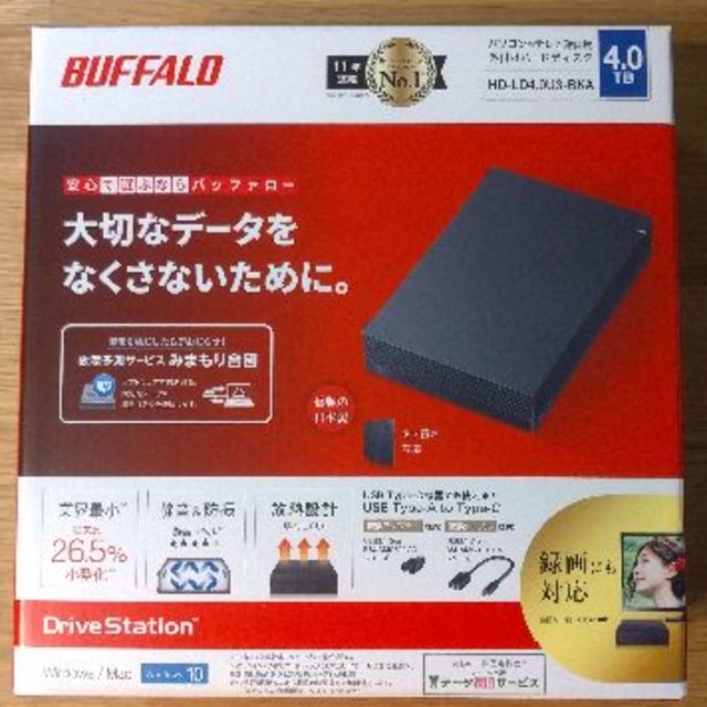 【未開封】BUFFALO 外付けHDD 4TB　HD-LD4.0U3-BKA端子形状USB30MicroB