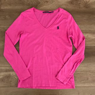 ラルフローレン(Ralph Lauren)のRALPH LAUREN SPORT ラルフ★人気VネックロンＴ★ピンクM(Tシャツ(長袖/七分))