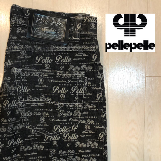 【美品】PELLE PELLE ジーンズ　ブラック　総柄