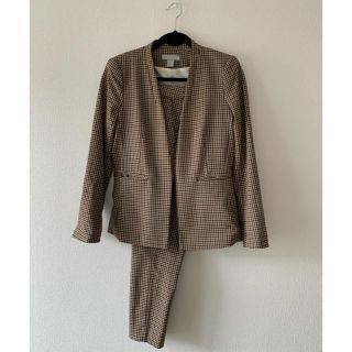 エイチアンドエム(H&M)の【y523t様専用】H&Mチェック柄セットアップノーカラージャケットパンツスーツ(スーツ)