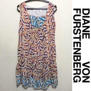 ダイアンフォンファステンバーグ(DIANE von FURSTENBERG)のダイアンフォンファステンバーグ ドレス シルク ワンピース リーフ ボタニカル(ひざ丈ワンピース)