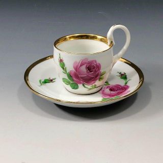 マイセン(MEISSEN)のマイセン　ピンクローズ　カップ＆ソーサー★1級品　スワンハンドル　5(食器)