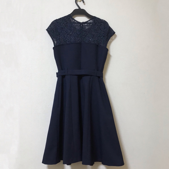 JILL by JILLSTUART - 紺 フレンチスリーブ レース ワンピースの JILL by JILLSTUART - 紺 フレンチスリーブ レース ワンピースの
