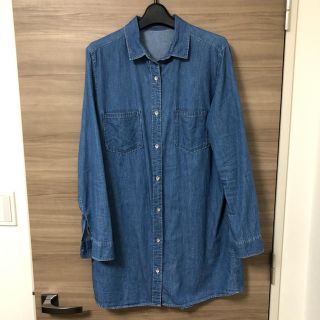 【美品】シャツワンピース デニムシャツ デニムワンピース (Ｌサイズ)(シャツ/ブラウス(長袖/七分))