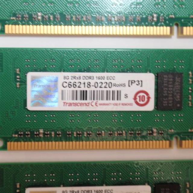 Transcend(トランセンド)のKzF様専用　デスクトップＰＣ用増設メモリー（中古）8G DDR3 1600 スマホ/家電/カメラのPC/タブレット(PCパーツ)の商品写真