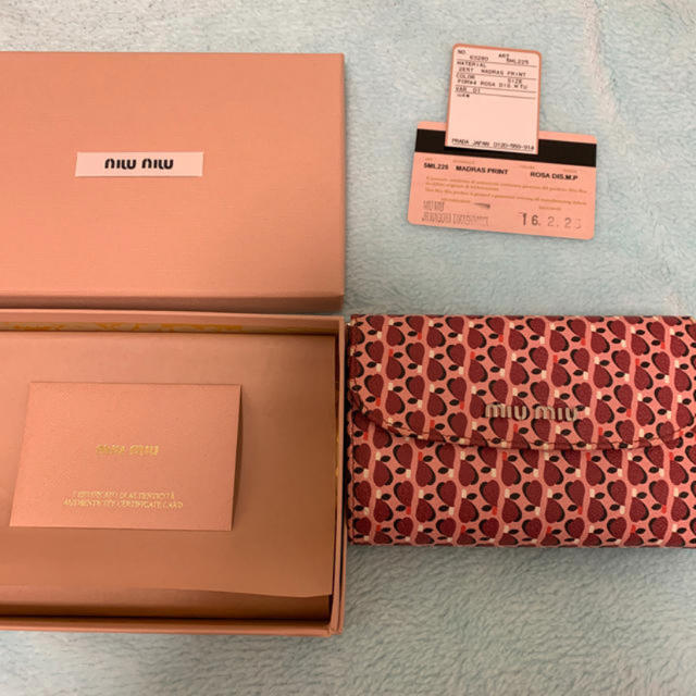 MIUMIU バイカラー 三つ折り財布 ブルー マドラス