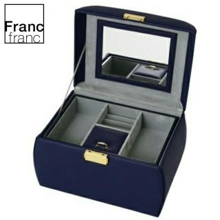 フランフラン(Francfranc)の❤新品箱付き フランフラン アーク ジュエリーボックス【ネイビー】Lサイズ❤(小物入れ)