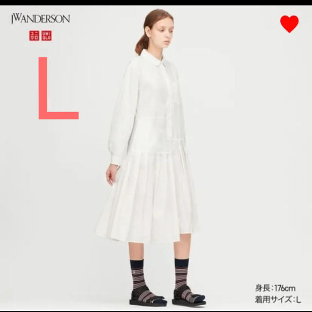 UNIQLO(ユニクロ)の4/14迄出品 UNIQLO  JW ANDERSON プリーツシャツワンピース レディースのワンピース(ひざ丈ワンピース)の商品写真