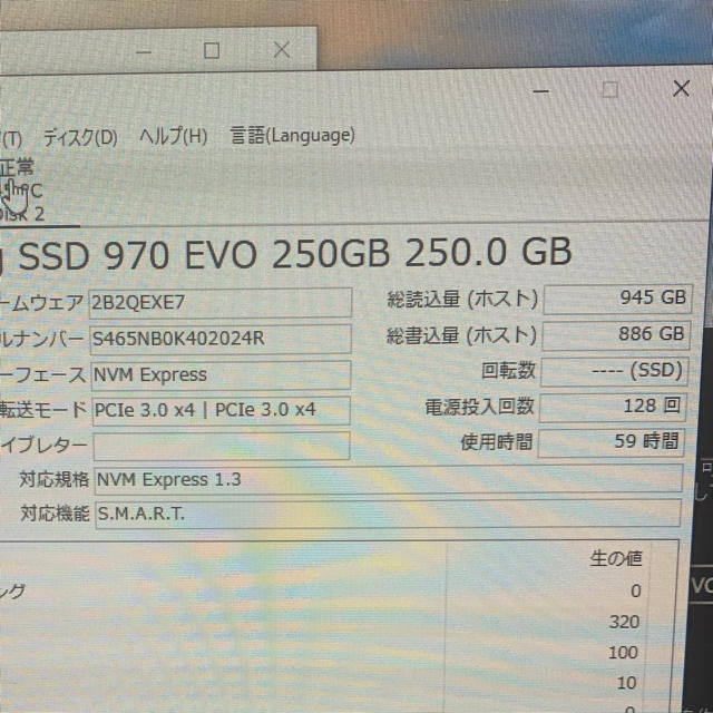 サムスン 970EVO SSD 250GB NVMe MZ-V7E250B/IT 2