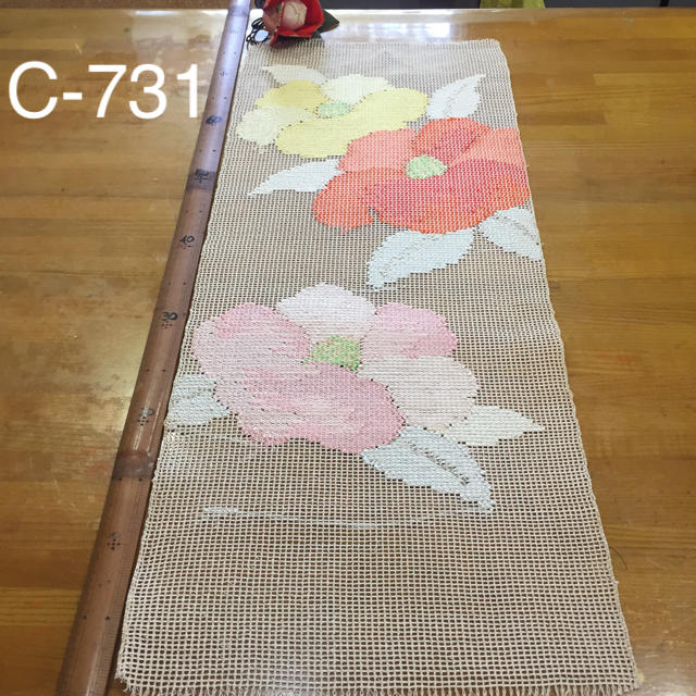 C717京都北尾織物匠豪華西陣正絹帯刺繍サンプル材料壁掛祝い熨斗純金箔帯素材/材料