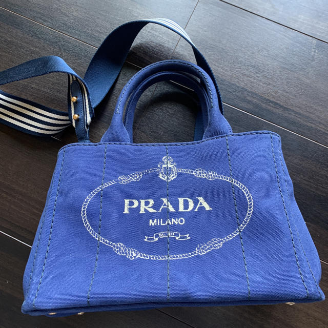 PRADA カナパ　ファブリック ロゴプリント トートバッグ　美品