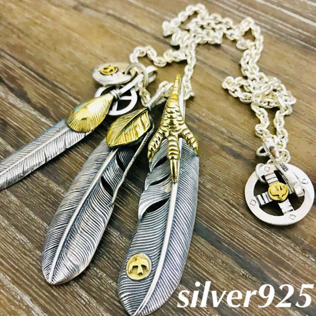 silver925 金爪フェザー ハートフェザー ネックレス/ ゴローズ 好きに