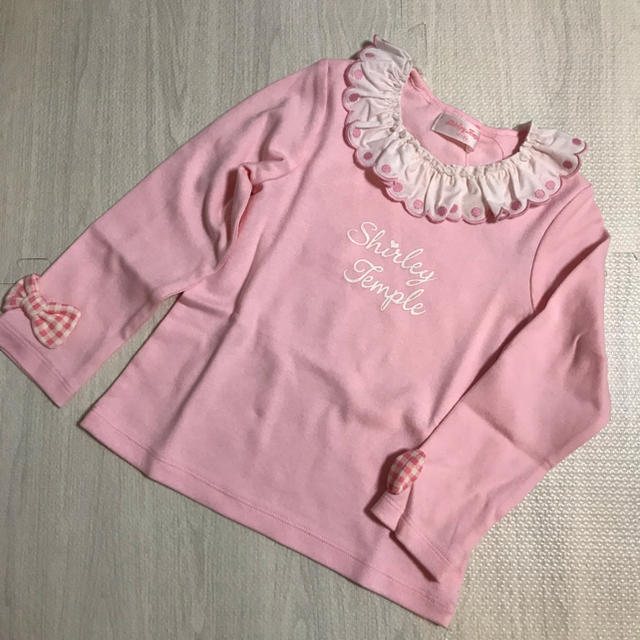シャーリーテンプル ギンガムリボン ロゴ カットソー 110 ピンク Tシャツ/カットソー