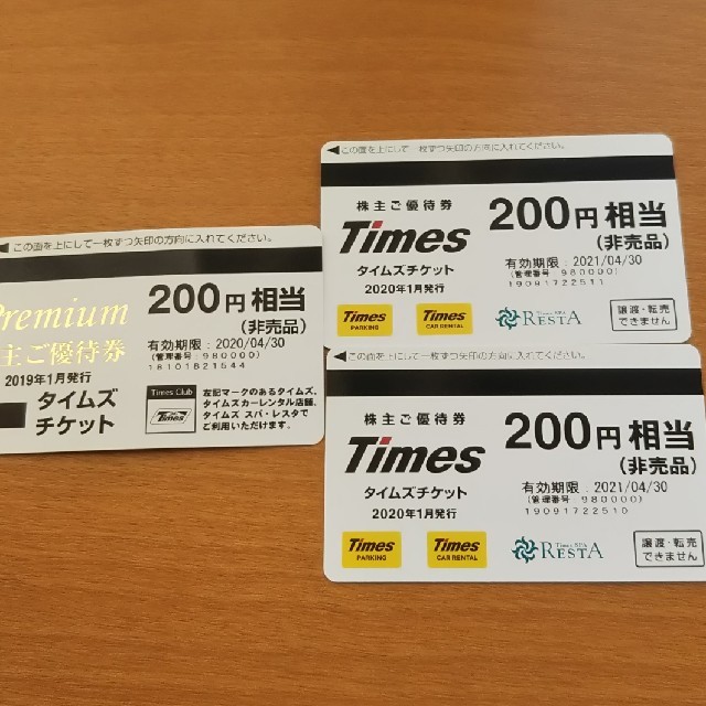 タイムズチケット600円分 パーク24株主優待券 チケットの優待券/割引券(その他)の商品写真