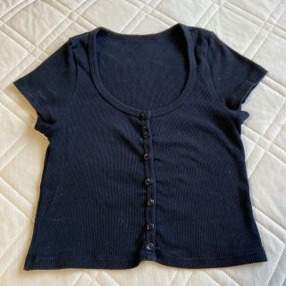 アメリカンアパレル(American Apparel)の2x1 Rib Button Crop Top(Tシャツ(半袖/袖なし))