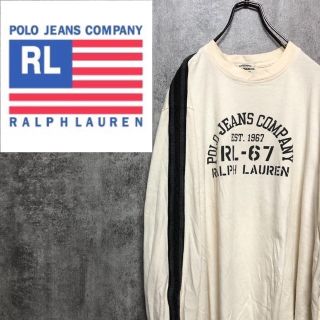 ポロラルフローレン(POLO RALPH LAUREN)の【激レア】ポロジーンズラルフローレン☆USA製サイドラインロゴプリントロンT(Tシャツ/カットソー(七分/長袖))