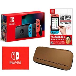 ニンテンドースイッチ(Nintendo Switch)の新型 Nintendo Switch ネオン&脳トレソフト&他オマケ(家庭用ゲーム機本体)