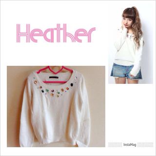 ヘザー(heather)のヘザー❤︎ビジューアンゴラニット(ニット/セーター)