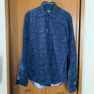 ザラ(ZARA)のZARA MAN カモフラ ブルー カモ 迷彩 シャツ 40(シャツ)