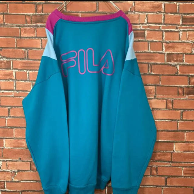 FILA(フィラ)の《デカロゴ》激レア FILA フィラ 切り替え スウェット 派手 刺繍 プリント メンズのトップス(スウェット)の商品写真