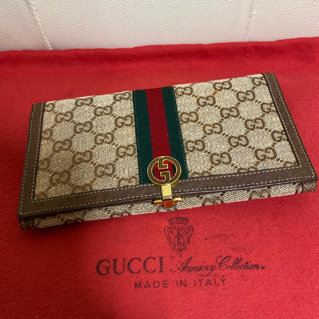 貴重 未使用 GUCCI オールド グッチ シェリーライン 折れ 長 財布