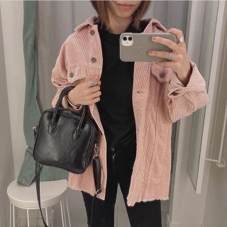 ザラ(ZARA)の【tenco様専用】ZARA ポケット付きコーデュロイジャケット ピンク(ミリタリージャケット)