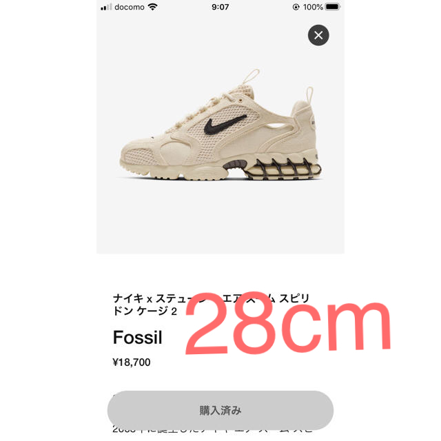 nike stussy air zoom スピリドン 28cmメンズ