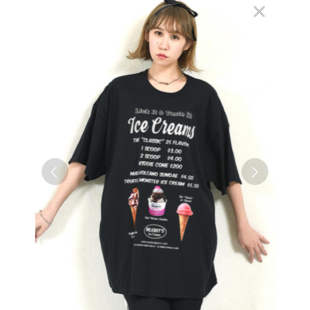 MILKBOY(ミルクボーイ)のMILKBOY  ICE CREAMS Tシャツ　アイスクリーム　ブラック メンズのトップス(Tシャツ/カットソー(半袖/袖なし))の商品写真