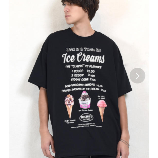 MILKBOY(ミルクボーイ)のMILKBOY  ICE CREAMS Tシャツ　アイスクリーム　ブラック メンズのトップス(Tシャツ/カットソー(半袖/袖なし))の商品写真