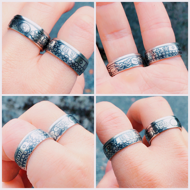 日本古銭コインリング　銀貨　指輪　古銭　 メンズのアクセサリー(リング(指輪))の商品写真