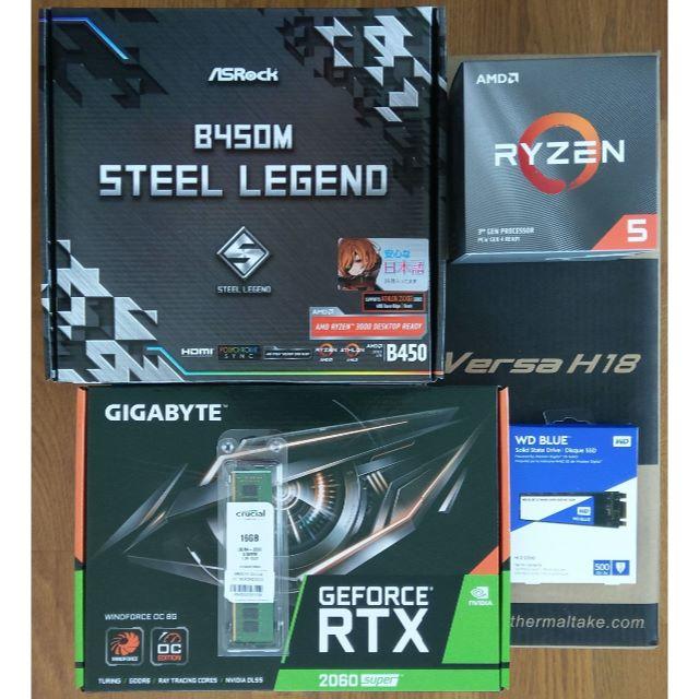 ゲーミングPC/Ryzen5-3600X/RTX2060S/Win10Home スマホ/家電/カメラのPC/タブレット(デスクトップ型PC)の商品写真