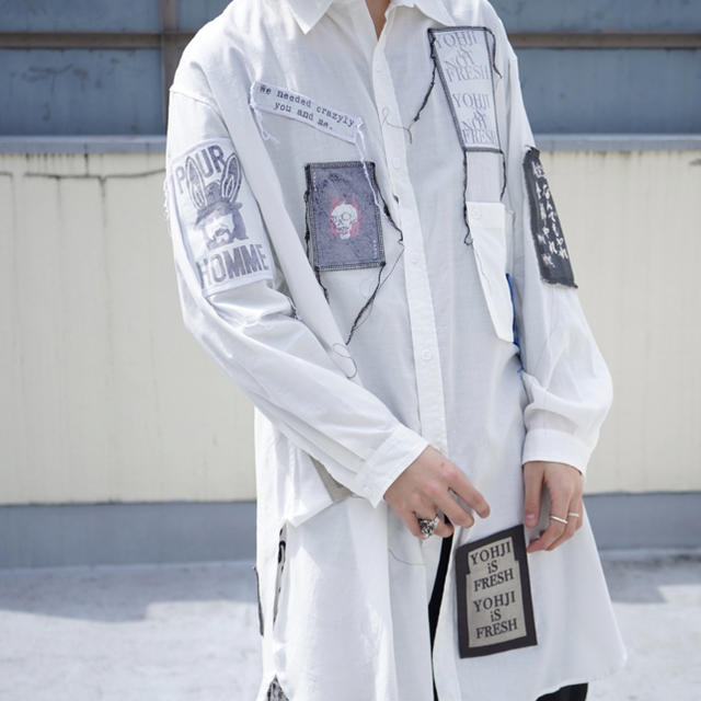 までの yohji yamamoto 18AW パッチワークシースルーシャツ 3QcDP